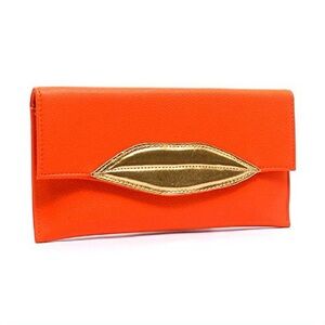 2Chique Boutique Women's Kiss Mark Orange Clutch